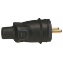 Щепсел френски черен 2P+Т 16A ІР44 250V гумиран Legrand /10бр/ Legrand