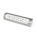 Разклонител ъглов сив 3x2P+E без кабел с USB A+C 3A 15W Corner NEW Legrand