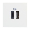 Розетка 2xUSB за зареждане тип A+C 3A 15W 2 мод. цвят Бял /блистер/ Classia Bticino