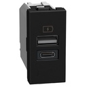 Розетка 2xUSB за зареждане тип A+C 3A 15W 1 мод. цвят Графит Light Now Bticino