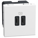 Розетка 2xUSB за зареждане тип C+C 3A 30W 2 мод. цвят Бял Light Now Bticino
