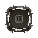 Розетка 2хUSB за зареждане тип A+C 3A 15W цвят Черен Niloe New Legrand