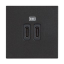 Розетка 2xUSB за зареждане тип C 3A 15W 2 мод. цвят Черен /блистер/ Classia Bticino