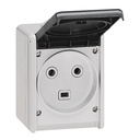 Контакт френски стандарт открит монтаж 2P+N 32A IP44 цвят Сив Plexo Legrand