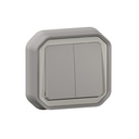 Сериен ключ/бутон моноблок за скрит монтаж цвят Сив IP55 Plexo New Legrand