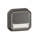Бутон NO/NC с подсветка 12V и етикет моноблок за скрит монтаж цвят Антрацит IP55 Plexo New Legrand