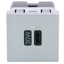 Розетка USB за зареждане тип C Power Delivery 30W 2 модула цвят Алуминий Mosaic Legrand