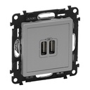 Розетка 2хUSB за зареждане тип A 2.4A 12W цвят Aлуминий Valena Life Legrand