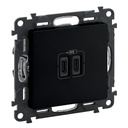 Розетка 2хUSB за зареждане тип C+C 3A 15W цвят Черен Valena Life Legrand