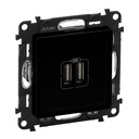 Розетка 2хUSB за зареждане тип A 2.4A 12W цвят Черен Valena Life Legrand